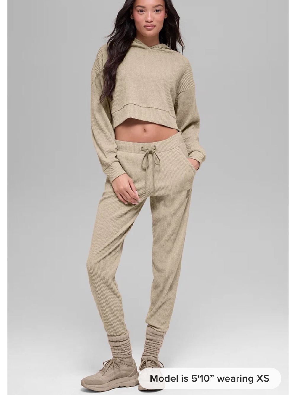 Alo Muse Ribbed Hoodie and Drawstring Jogger Pants - XS